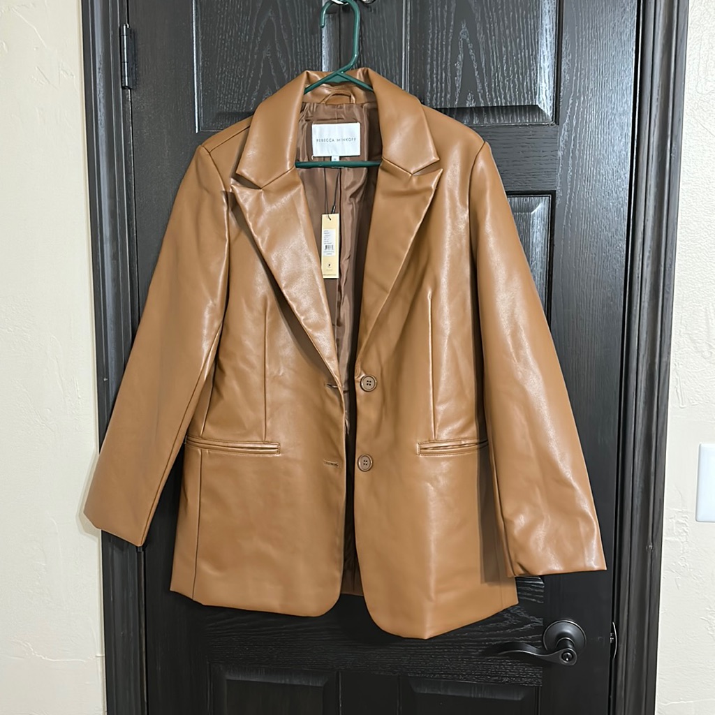 Rebecca Minkoff Cognac Faux Leather Blazer